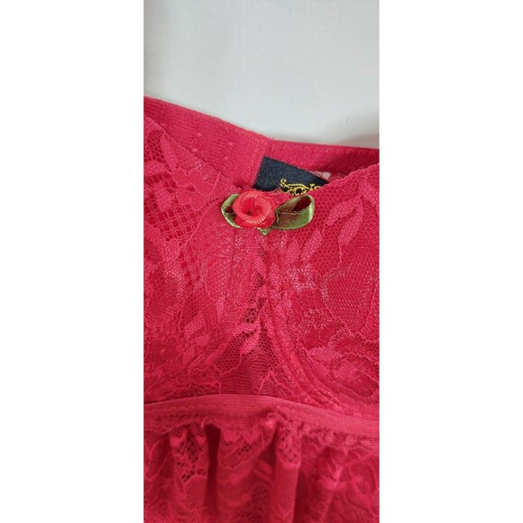 Just Sexy Lingerie Women's Size Medium Babydoll Red Keyhole Lace Nightie Panties - Picture 5 of 16